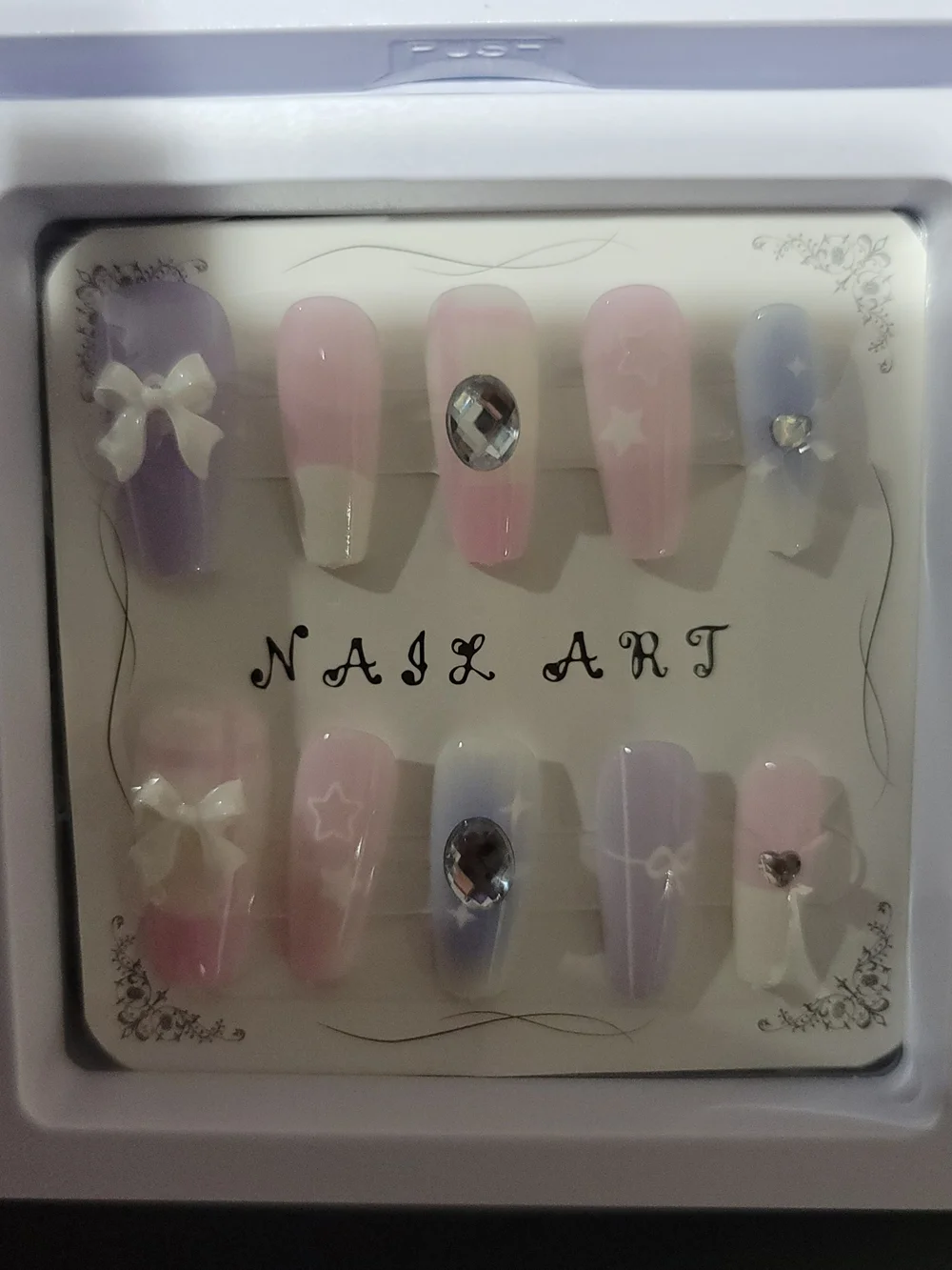 Press-On Nail Set Of 6 Desing - Pastel Multi-Color